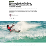 A woman is shown kitesurfing in La Ventana, Baja in an article on the 57 Hours website.